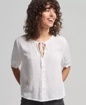 Image of Superdry Vintage Short Sleeve Broderie Top