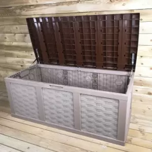 Image of HUGE XXL 634 Litre Rattan Style Garden Cushion Storage Box - Sit on Lid - Brown