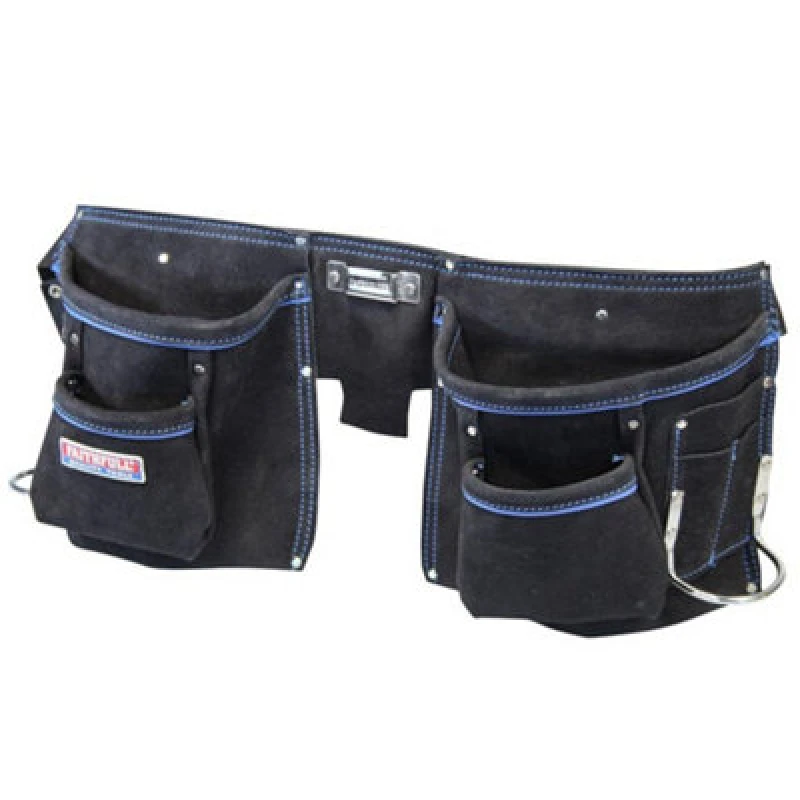 Image of Faithfull Double Tool & Nail Pouch Leather Tool Belt FAIDTNP3B