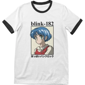 Image of Blink-182 - Anime Unisex Medium T-Shirt - White/Black