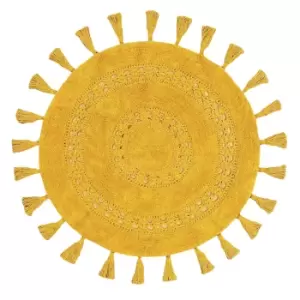 Image of Circle Tassel Bath Mat Ochre