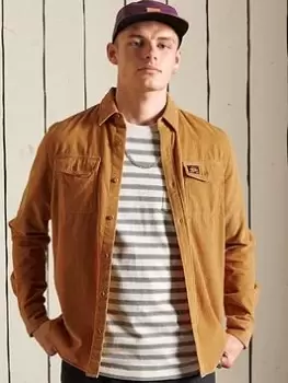 Image of Superdry Trailsman Cord Shirt, Mustard, Size S, Men