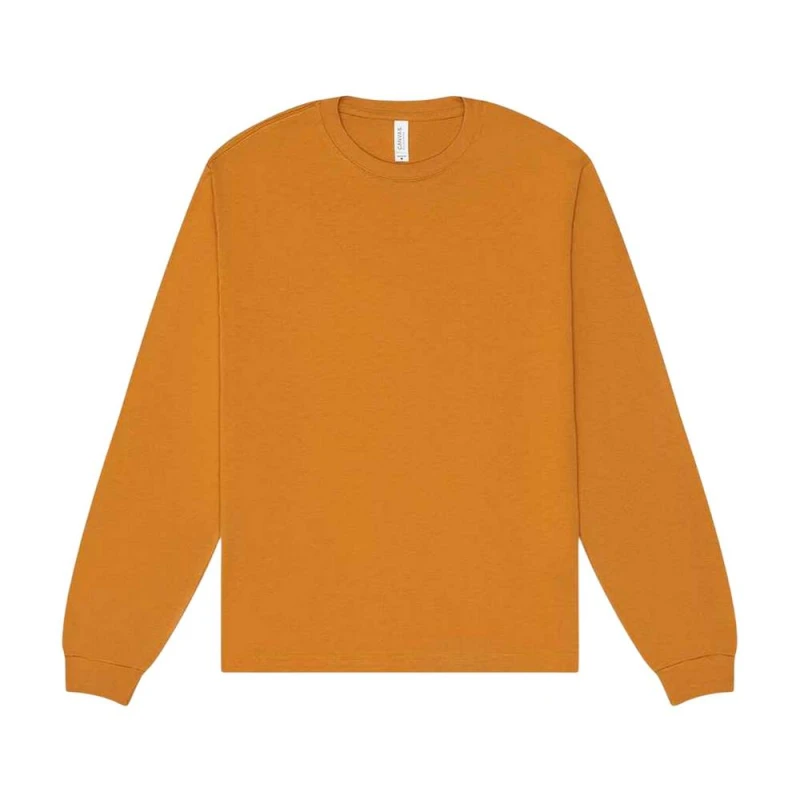 Image of Bella + Canvas Mens Heavy Boxy Long-Sleeved T-Shirt in Orange Size: XS Orange Male XS