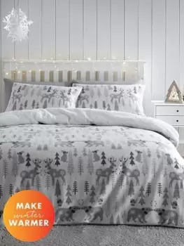 Image of Catherine Lansfield Winter Woodland Fleece Duvet Set - Db