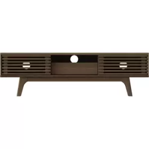 Image of Bo Living - Walnut Copen TV Unit 150cm with storage cabinets, W150xD35xH41.5cm - Walnut