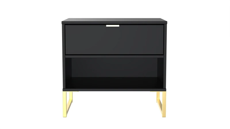 Image of Madrid 1 Drawer 1 Open Bedside In Black Ash (Ready Assembled)