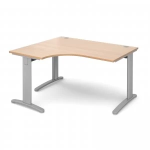 Image of TR10 Deluxe Left Hand Ergonomic Desk 1400mm - Silver Frame Beech Top