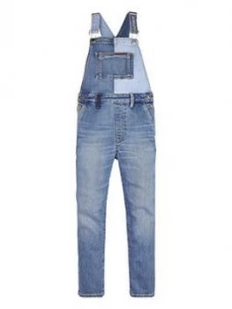 Image of Tommy Hilfiger Girls Patchwork Dungarees - Blue