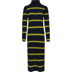 Image of Tommy Hilfiger Stp Rib Slim R-Nk Midi Dress Ls - Blue