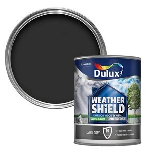 Image of Dulux Weathershield Exterior Quick Dry Dark Grey Undercoat 750ml