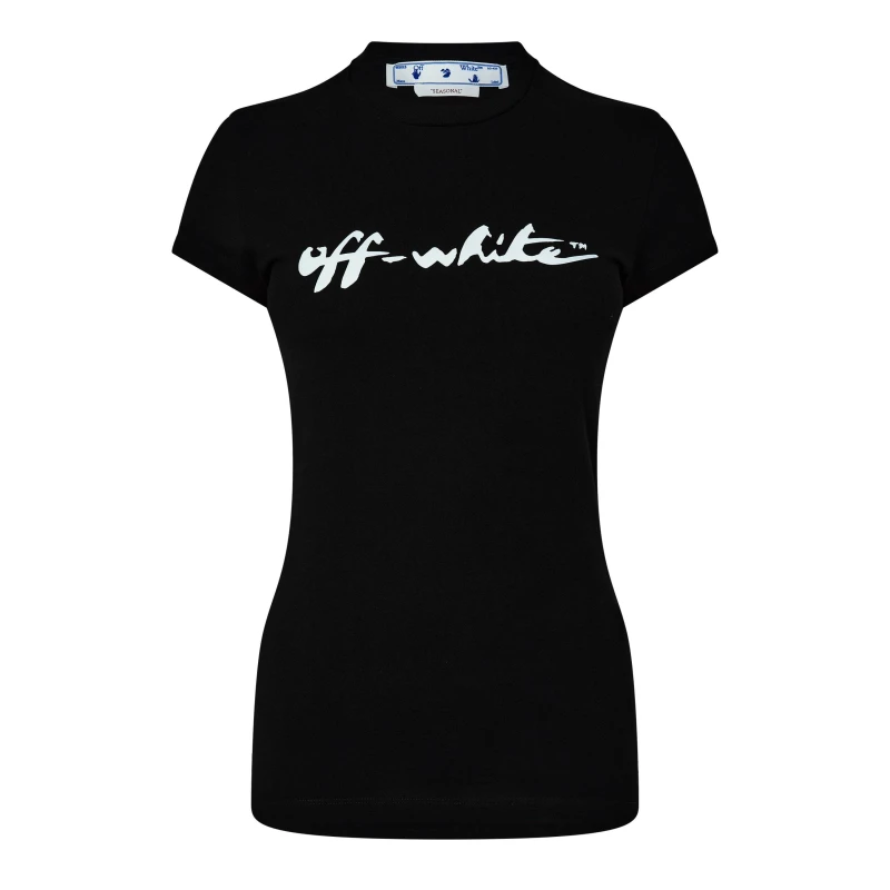 Image of Off White Womens Script Logo T-Shirt Black White female XXS