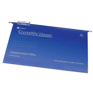 Image of Rexel Crystalfile Classic Foolscap Suspension File 15mm Blue - 1 x Pack of 50 Suspension Files