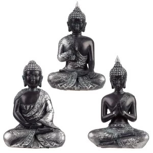 Image of Meditation Black & Silver Thai Buddha (1 Random Supplied)