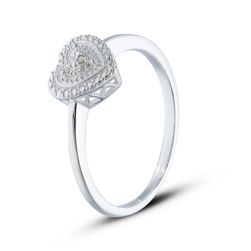 Image of Be You Sterling Silver Diamond Heart Ring Silver female One Size