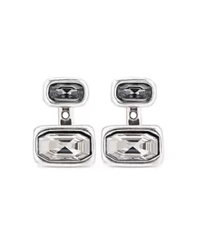 Image of Uno de 50 Boa Double Rectangle Crystal Drop Earrings in Sterling Silver