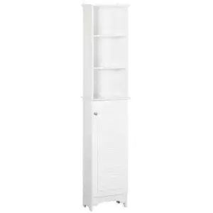 Image of Homcom 165Cm Freestanding Slimline Bathroom Storage Cabinet With 6 Shelves - White