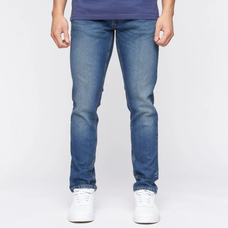 Image of Crosshatch Crosshatch Men Buraca Slim Fit Jeans in Mid Blue Size: 30R Mid Blue 30R Male 5059294162807