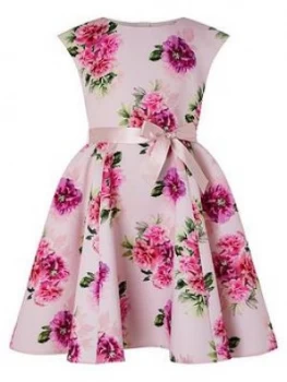 Image of Monsoon Girls Deena Floral Print Scuba Dress - Pink
