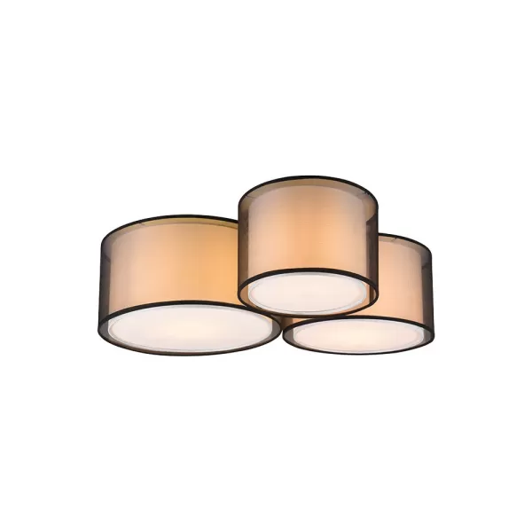 Image of Burton Modern 3 Light Cylindrical Ceiling Light Black Matt