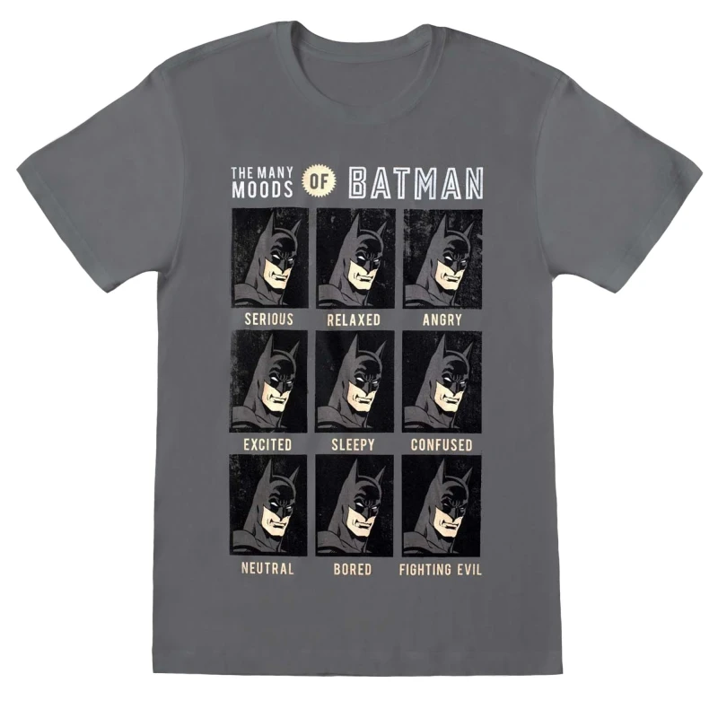 Image of Batman Batman Men Moods T-Shirt in Charcoal Size: X-Large Charcoal XL Male 5059699448070