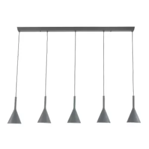 Image of Cornucopia Straight Bar Pendant Ceiling Light Grey Matt, Inside Silver