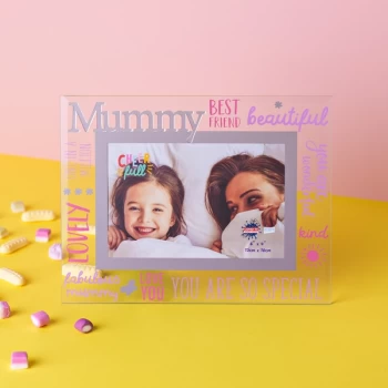 Image of 6" x 4" Cheerful Glass Photo Frame - Mummy