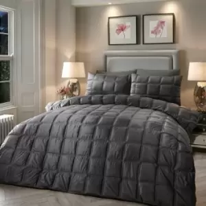 Image of Brighton Square Velvet Duvet Cover Set, Slate, King - Soiree
