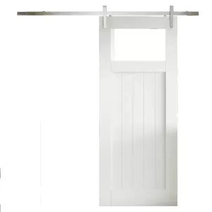Image of JELD-WEN White Primed Cottage Clear Glazed Sliding Barn Door - Provincial Track