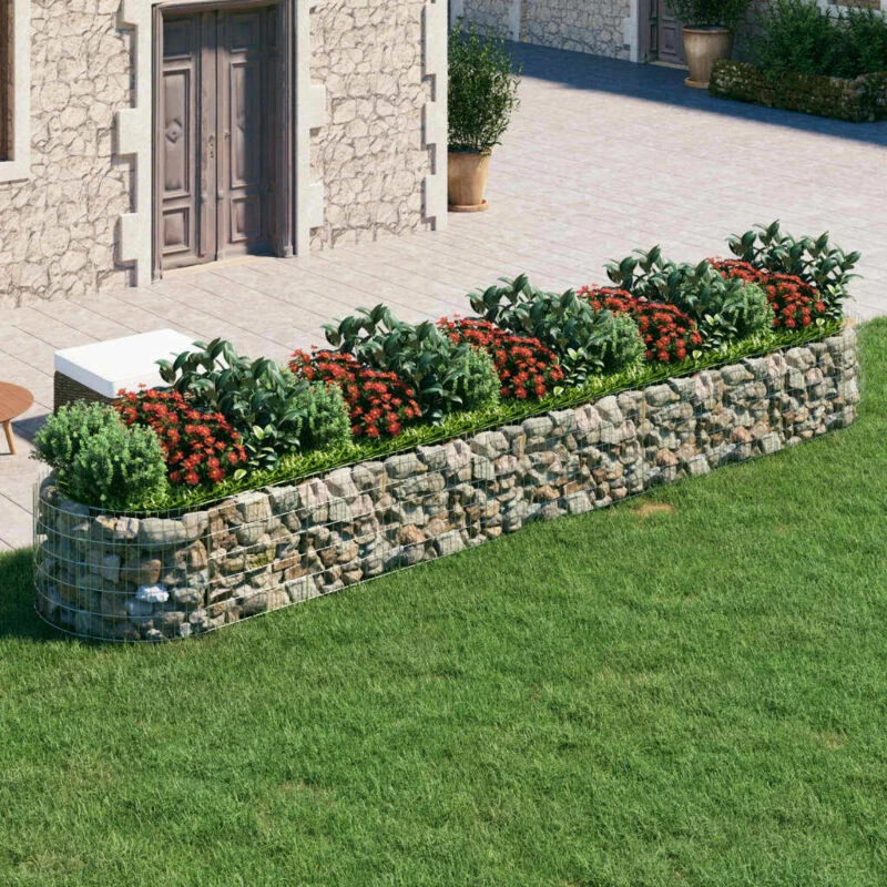 Image of vidaXL Gabion Raised Bed Galvanised Iron 500x100x50 cm, Silver 152043