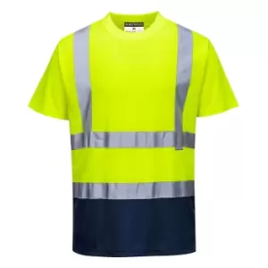 Image of Portwest S378 Hi Vis Tone T-Shirt Yellow / Navy S