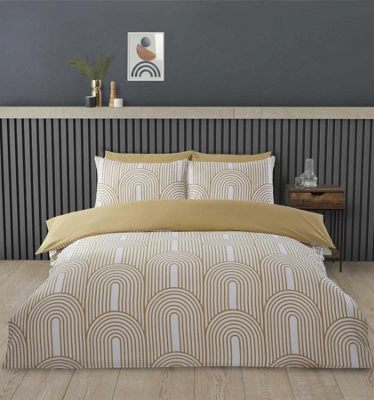 Image of Rapport Geometric Arches Ochre Duvet Cover Set Single Bedding Set