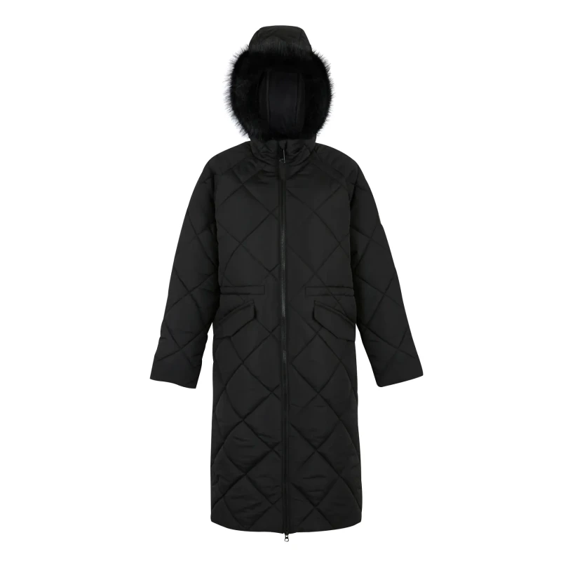 Image of Womens long hooded down jacket Regatta Freyla Noir Female 38