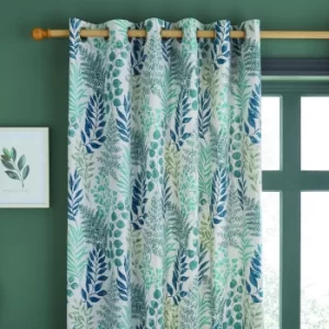 Image of Catherine Lansfield Hartwood Leaf Green Eyelet Curtains Green