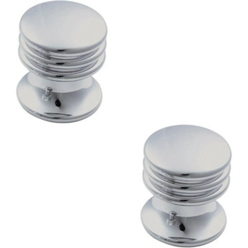 Image of Loops 2x One Piece Textured Cupboard Door Knob 15.5mm Diameter Polished Chrome Multi unisex