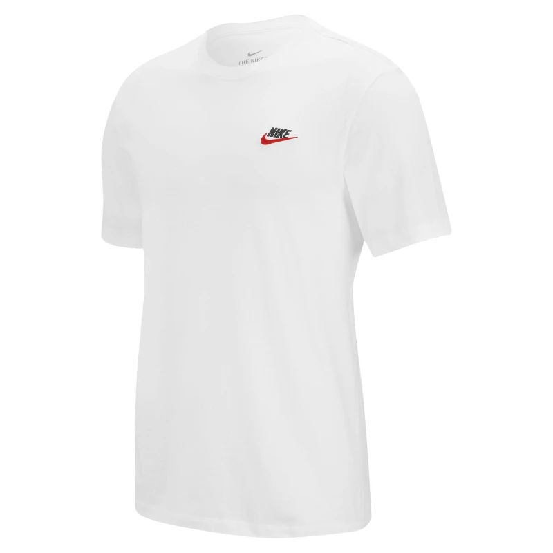 Image of Nike Sportswear Club T-Shirt Mens Wht/Blk/Red SL male XL