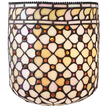 Image of Interiors 1900 Lighting - Interiors Mille Feux - 1 Light Indoor Wall Uplighter Dark Bronze with Tiffany Glass, E14