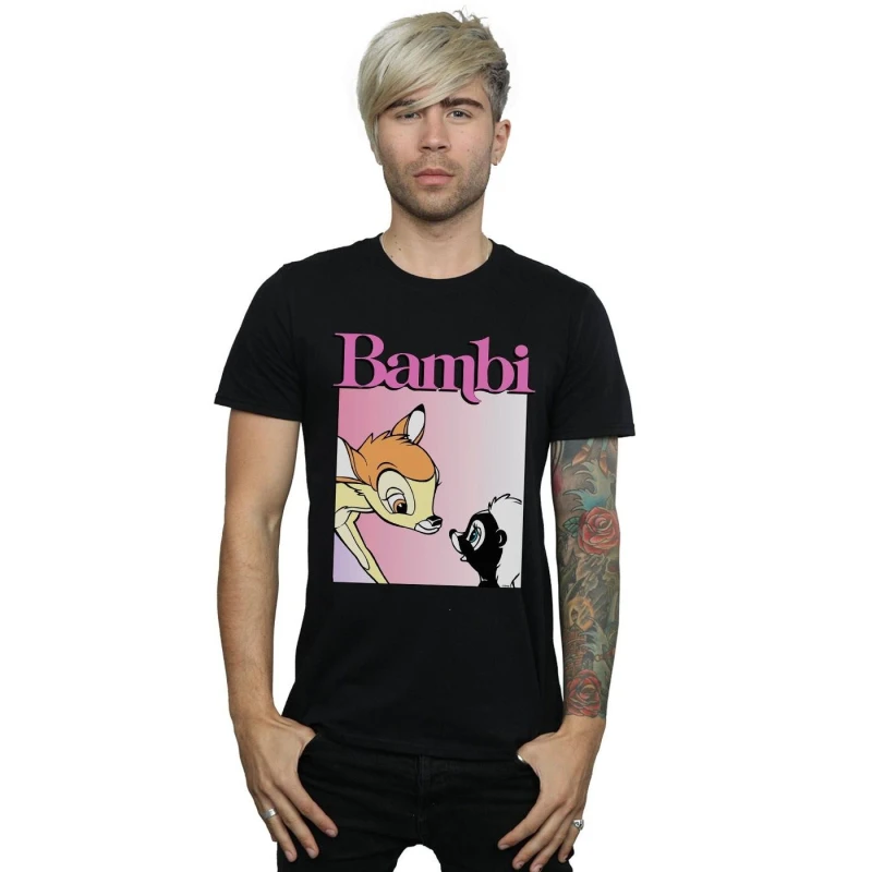 Image of Disney Men Bambi Nice To Meet You T-Shirt in Black Size: Small Black S Male 5059114504145