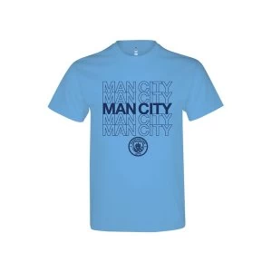 Image of Man City Logo T Shirt Sky Blue Adults S