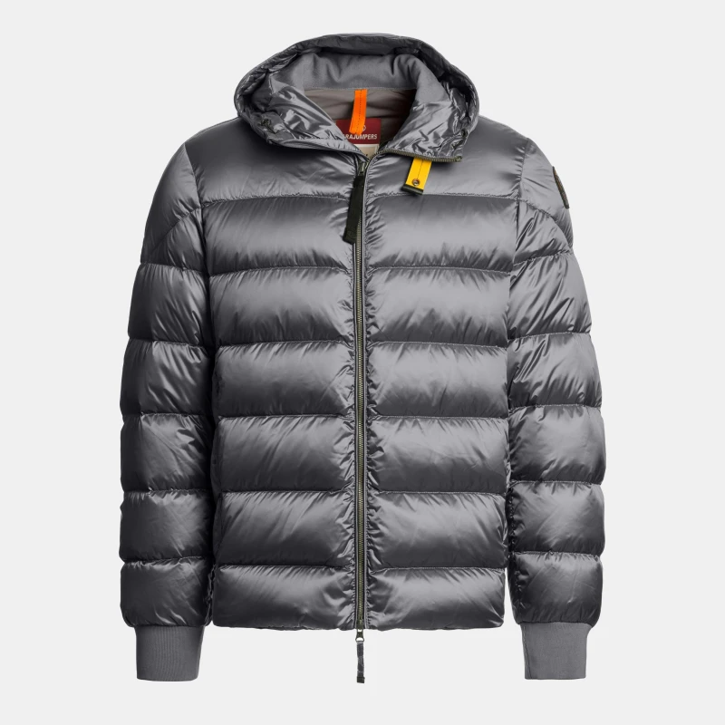 Image of Parajumpers Mens Pharell Water Resistant Duck Down Short Puffer Jacket Pewter 735 male L