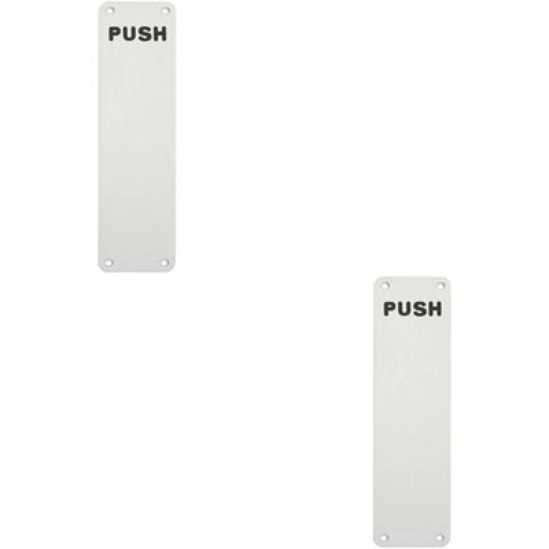 Image of Loops 2x Push Engraved Door Finger Plate 300 x 75mm Satin Anodised Aluminium Multi