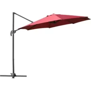 Image of Cantilever Roma Parasol 360° Rotation w/ Hand Crank & Base, Wine Red - Outsunny