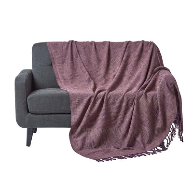 Image of Homescapes Nirvana Slub Cotton Mauve Throw, 150 X 200 Cm