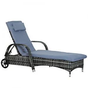 Image of Outsunny Rattan Lounger 862-005V01GY Grey