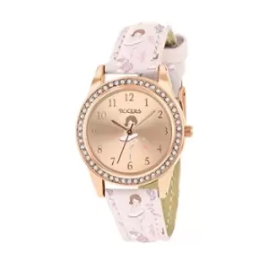 Image of Tikkers Pink Strap Rose Gold Stone Set Ballet Dancer Watch TK0204