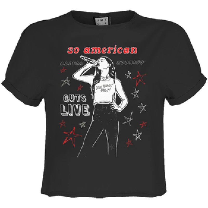Image of Amplified Amplified Men So American Olivia Rodrigo T-Shirt in Charcoal Size: X-Small Charcoal XS Male 5063806004547