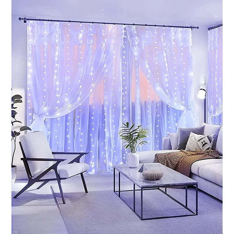 Image of Kingavon White 300 LED String Curtain Light - Usb