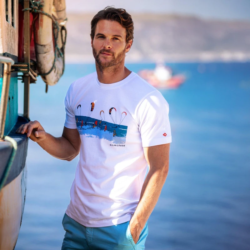 Image of Brakeburn Brakeburn Men Watersports T-Shirt in White Size: X-Large White XL Male 5052414919770