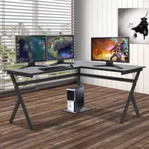 Image of HOMCOM L Shaped Corner Desk Laptop Workstation PC Table Home Office