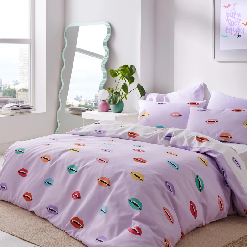 Image of Sassy B Halloween Vamp Soft Microfibre Duvet Cover Set Lilac unisex Double