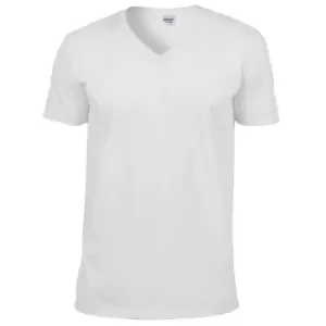 Image of Gildan Mens Soft Style V-Neck Short Sleeve T-Shirt (L) (White)
